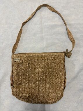 Woven Tan Shoulder Bag by